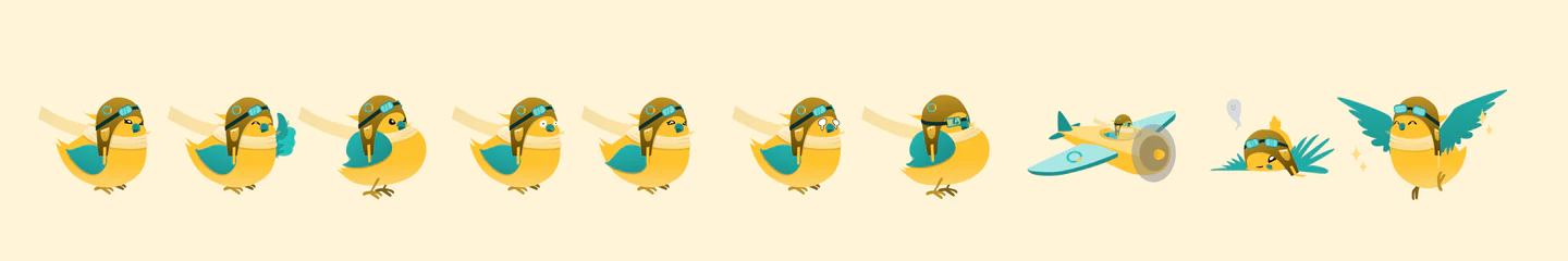 CoPilot AI birdie illustration strip