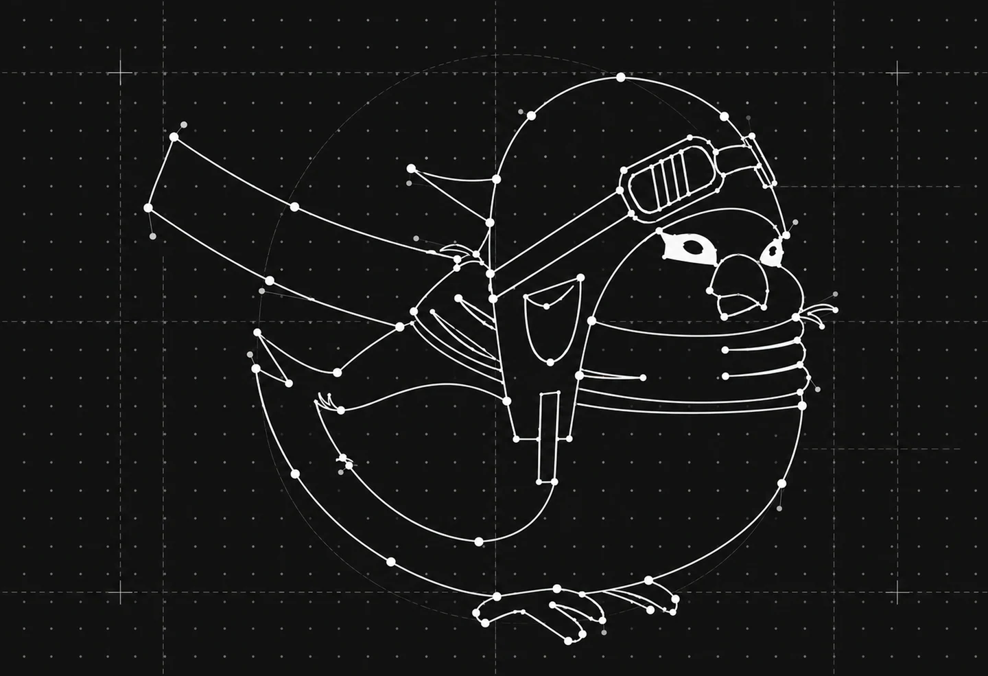CoPilot AI line-art birdie illustration