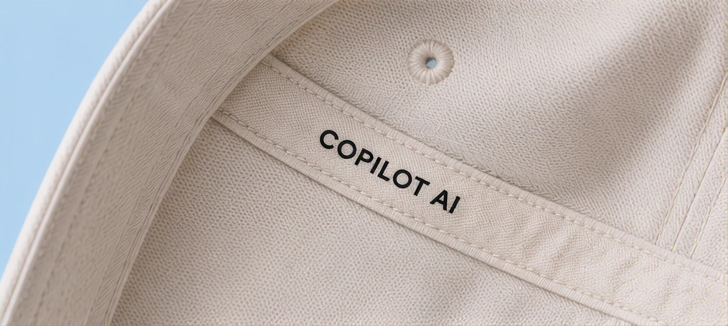 CoPilot AI label detail inside a cap