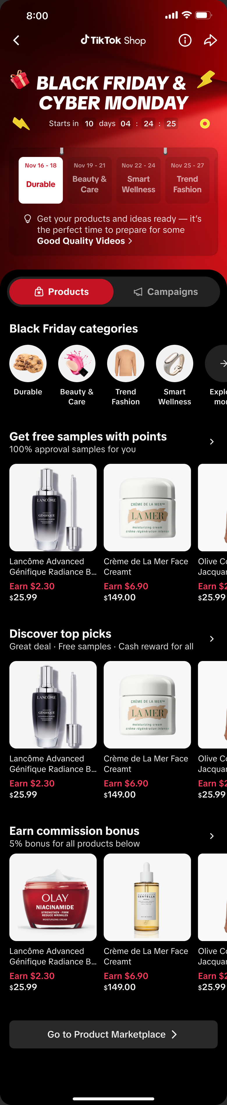 Black Friday & Cyber Monday mobile interface