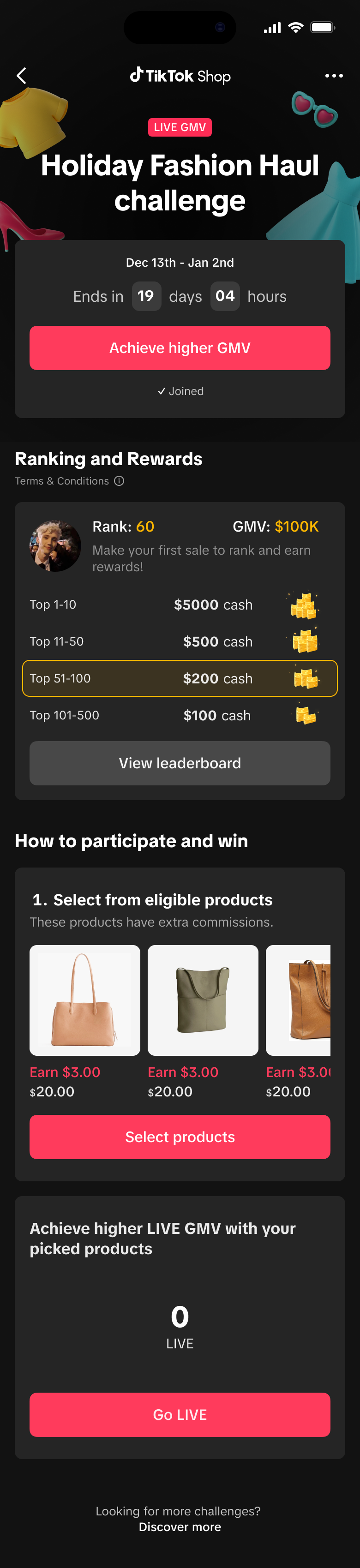 Leaderboard Competition mobile interface